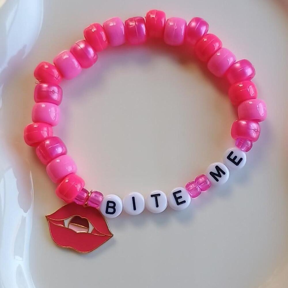 Sassy Beaded Bracelet with "Bite Me" Letters